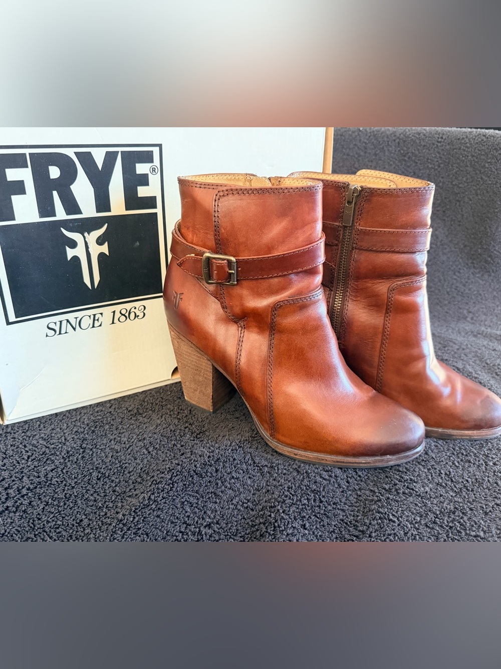 Frye Patty Riding Booties Redwood Leather